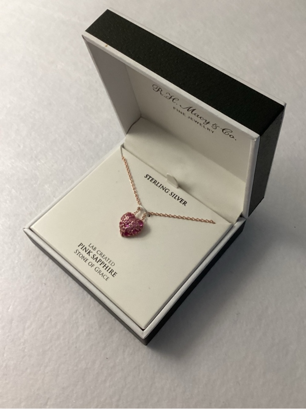 RH Macys Pink Sapphire Heart Necklace and Earrings Set - Picture 6 of 13